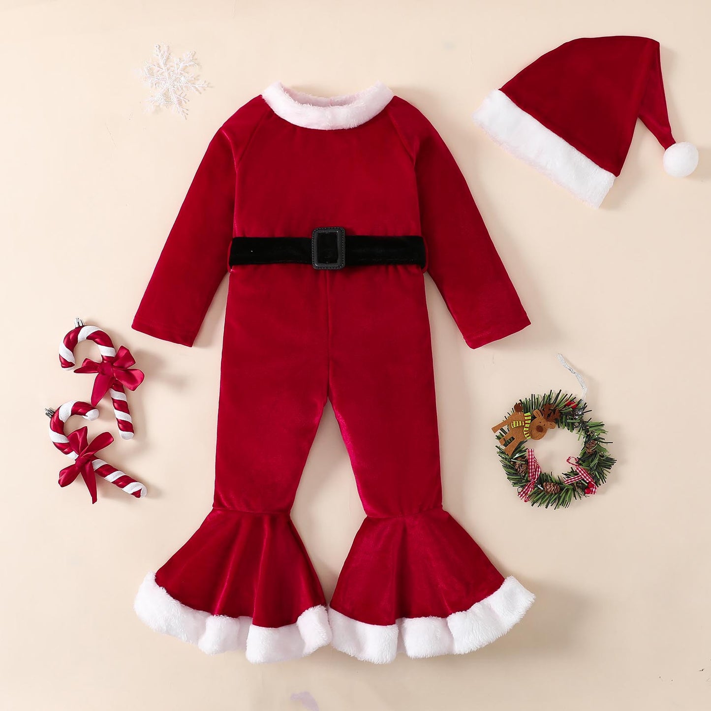 Girls Christmas Long-sleeved Flared Dress