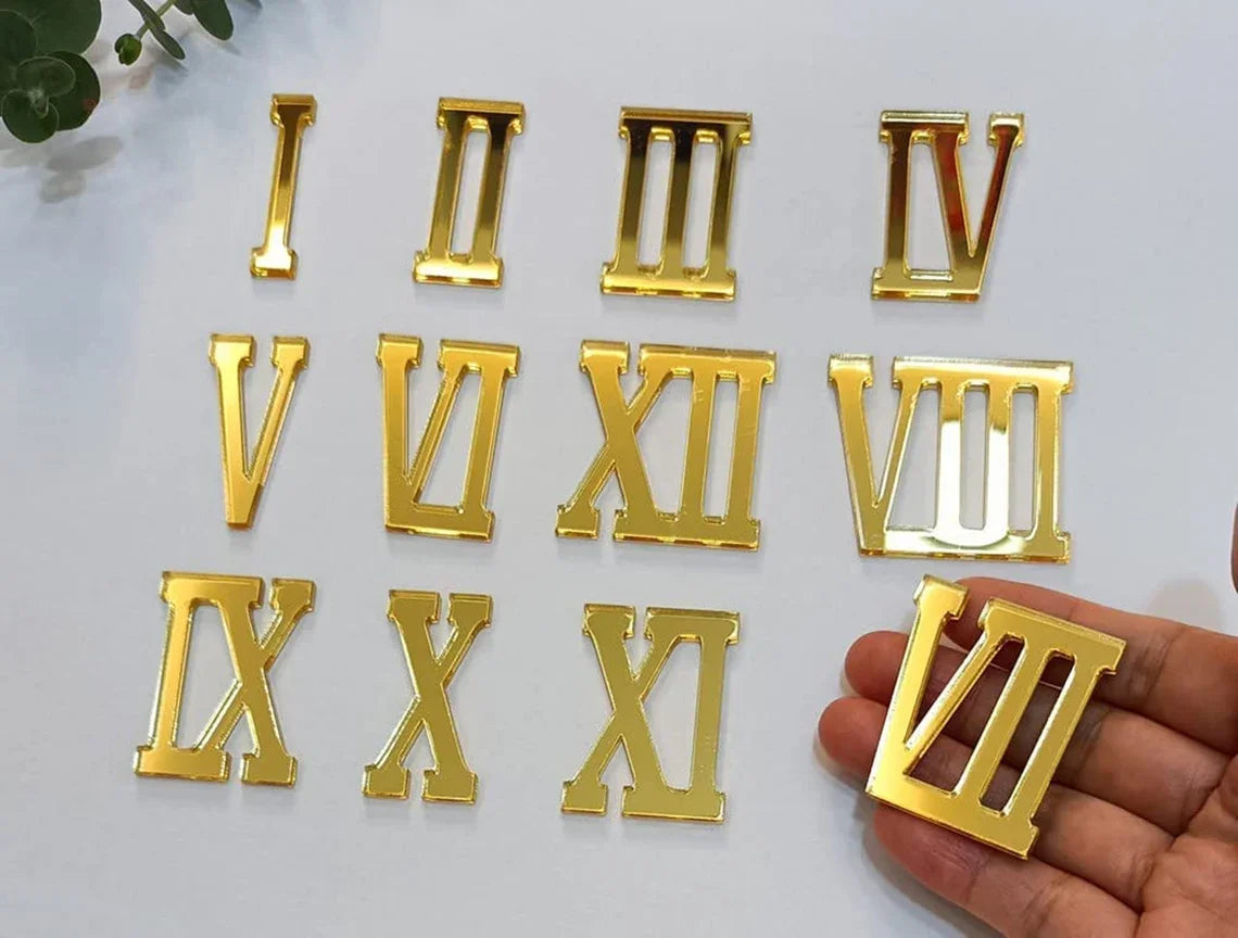 12pcs Wooden Roman Numerals Shape ,Unfinished Acrylic Cutouts