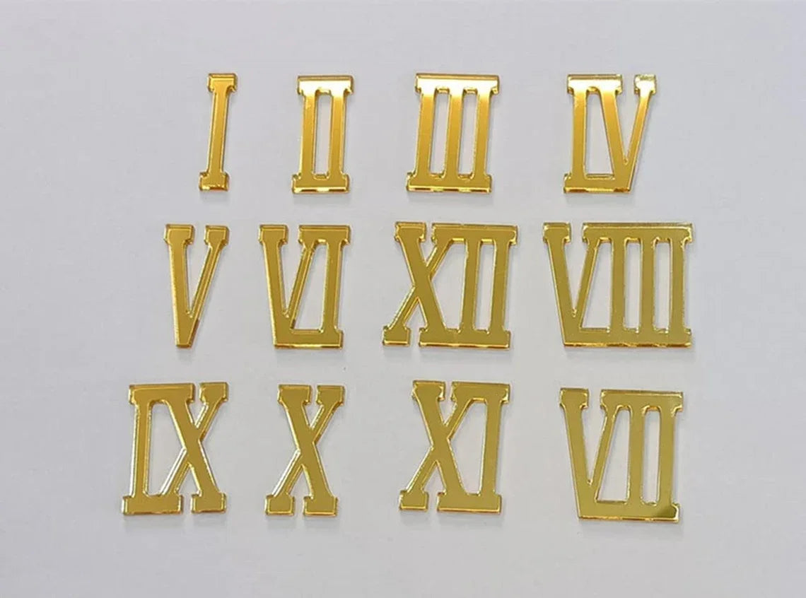 12pcs Wooden Roman Numerals Shape ,Unfinished Acrylic Cutouts