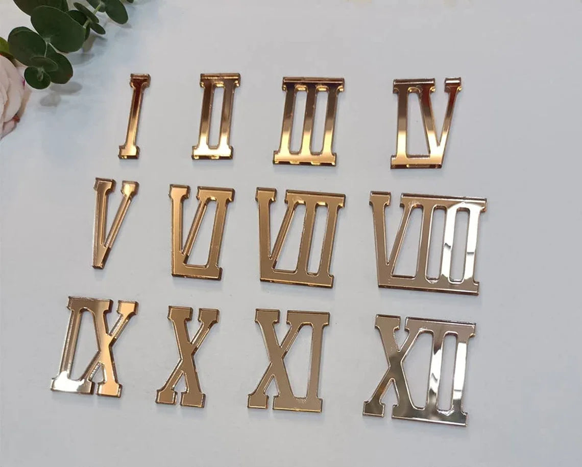 12pcs Wooden Roman Numerals Shape ,Unfinished Acrylic Cutouts