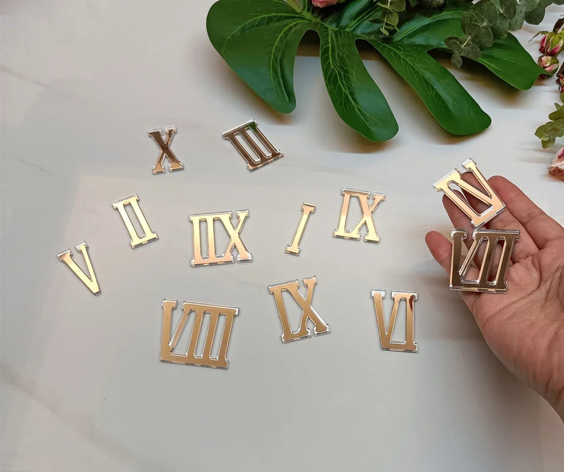 12pcs Wooden Roman Numerals Shape ,Unfinished Acrylic Cutouts