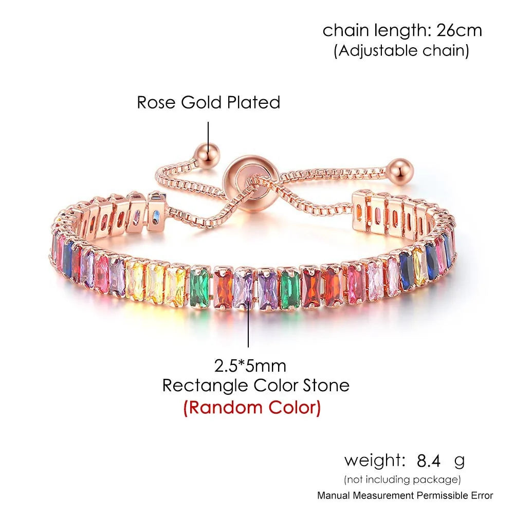 Rainbow Boho Tennis Bracelets For Women Adjustable Women's Bracelet