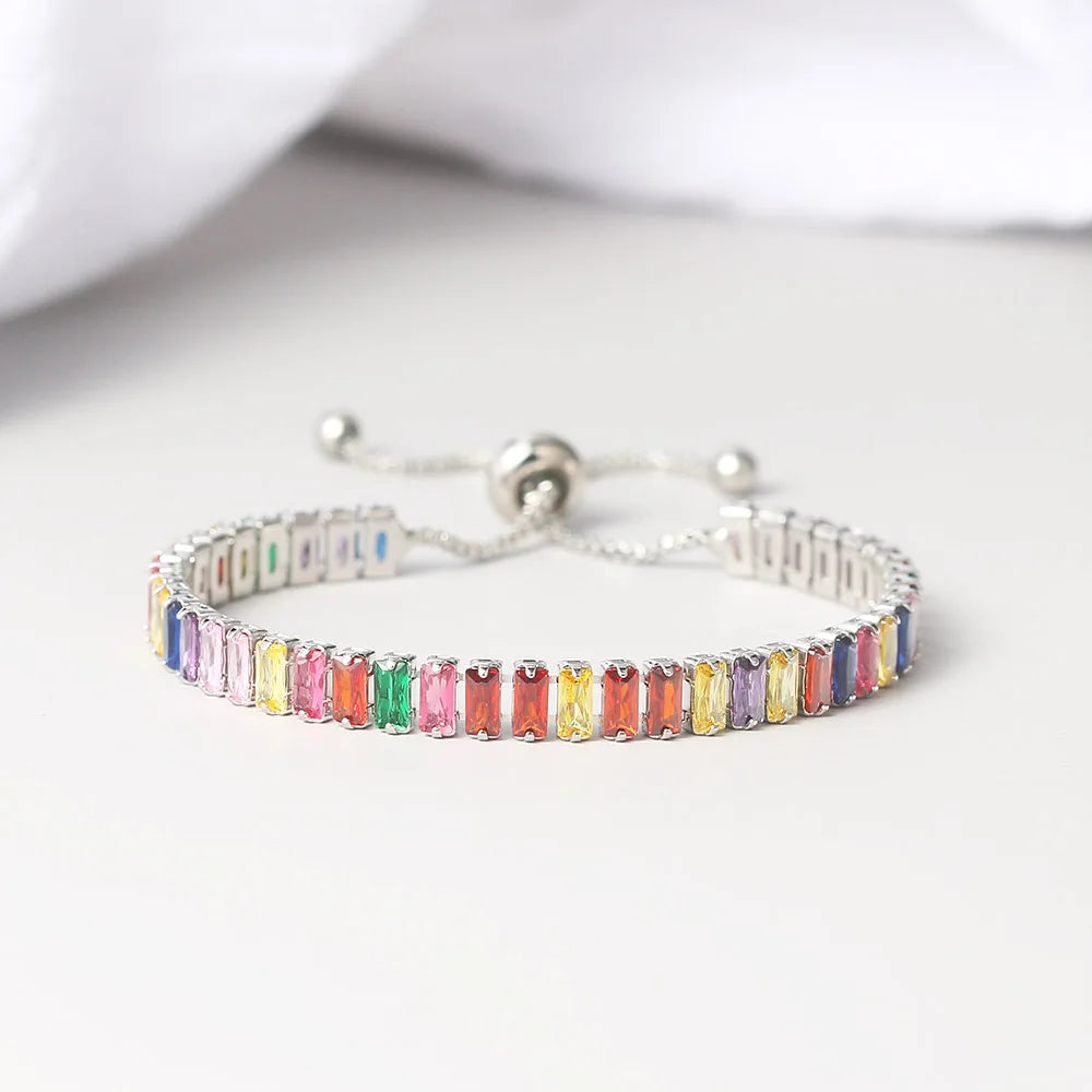 Rainbow Boho Tennis Bracelets For Women Adjustable Women's Bracelet