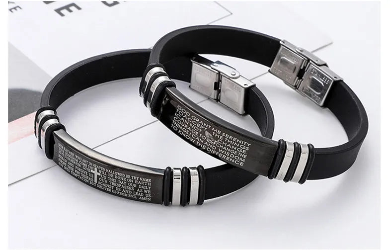 Customize Religious Cross Titanium Steel Bracelet New Cross Scripture