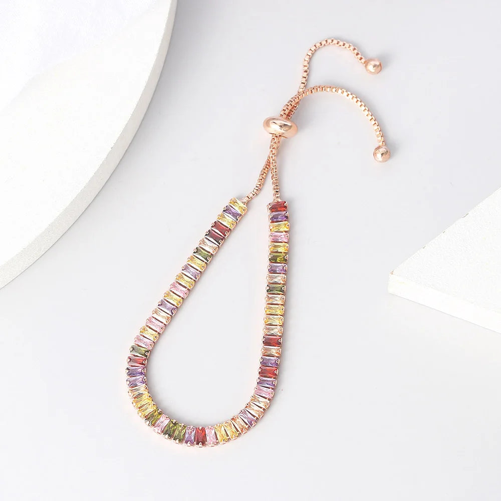 Rainbow Boho Tennis Bracelets For Women Adjustable Women's Bracelet