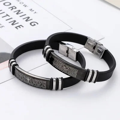 Customize Religious Cross Titanium Steel Bracelet New Cross Scripture