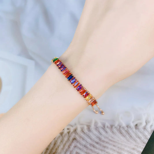 Rainbow Boho Tennis Bracelets For Women Adjustable Women's Bracelet