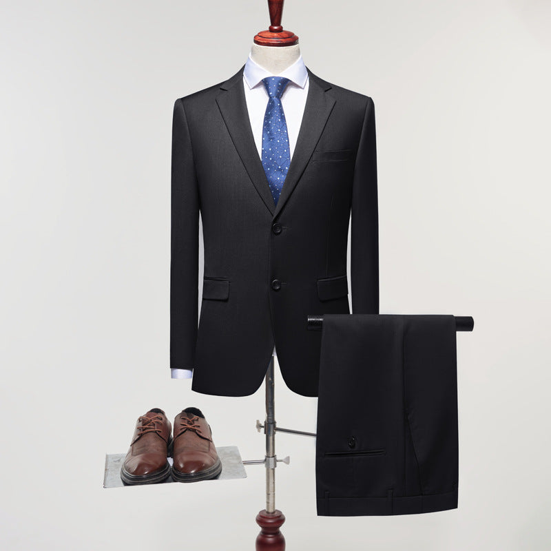 Groom Suit Suit New Middle-aged Business Casual Wool Suit Suit Black Elegant