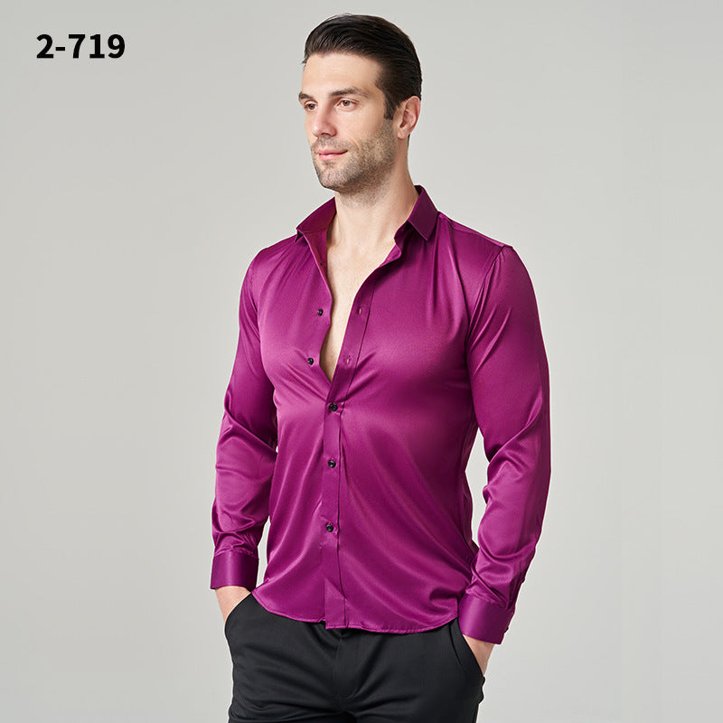 Men's Shirt 2024 New Business Casual Shirt Men's Top Long Sleeve All-match Ruffian Handsome High-end Summer Men's Wear