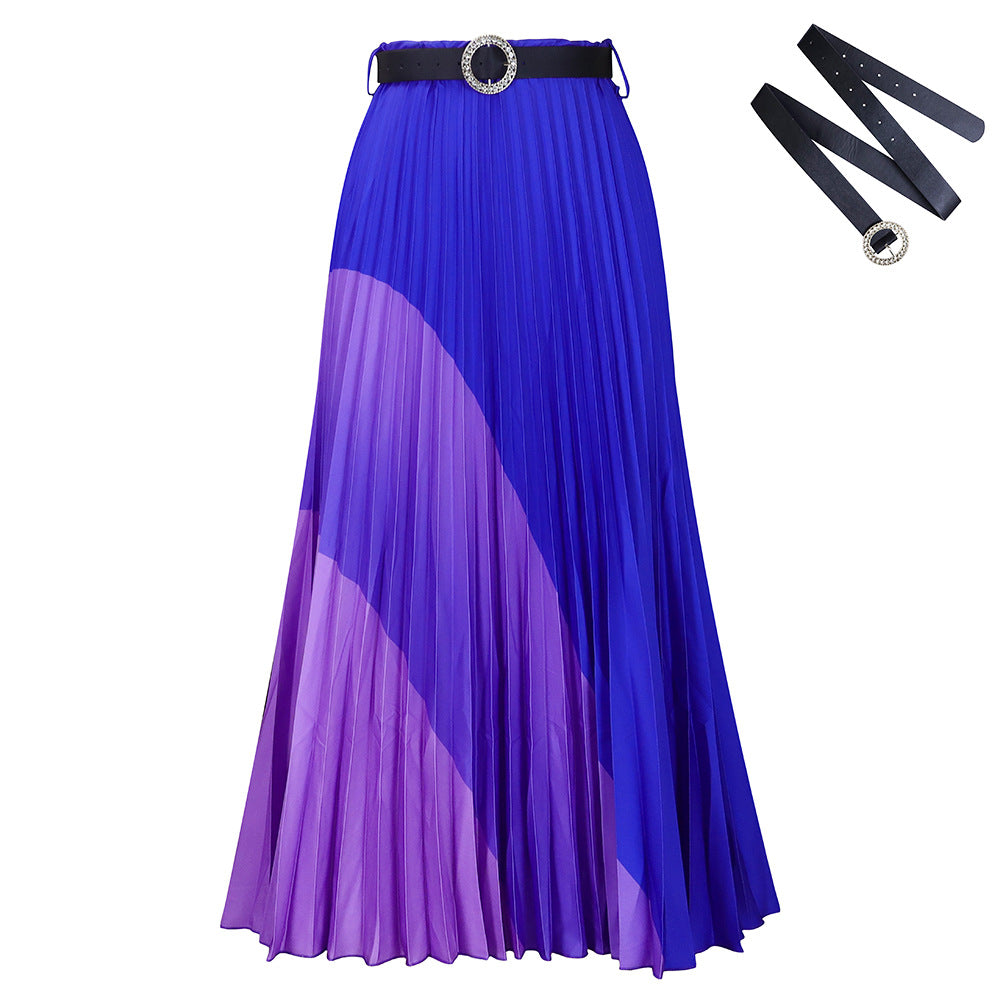 AB10ATE D436 Independent Station Plus Size Women's 2023 Autumn New Fashion Elastic Pleated Skirt Plus Size Foreign Trade A- Line Skirt