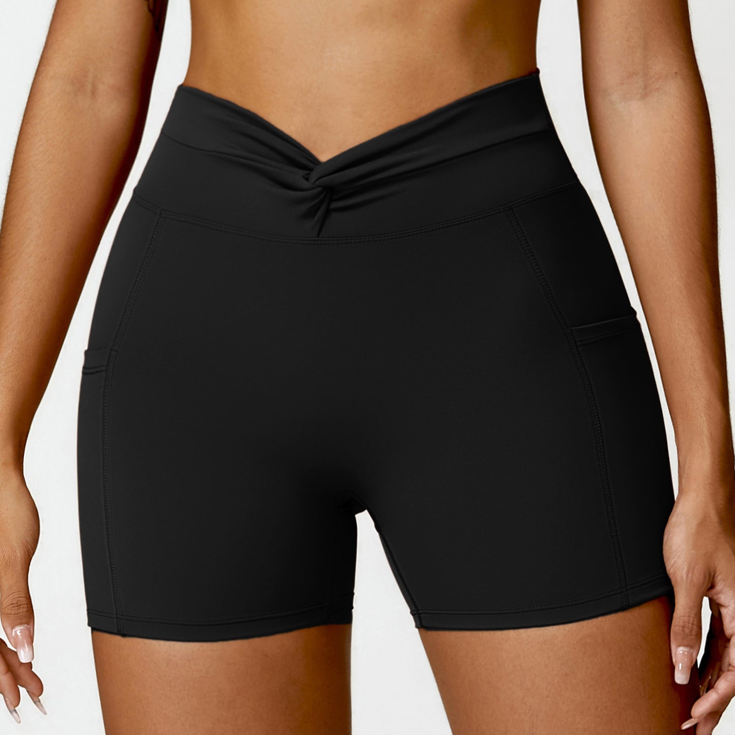 Pocket Naked Tight Yoga Shorts Casual Outer Wear Running Shorts Women's Hip Fitness Pants 8528