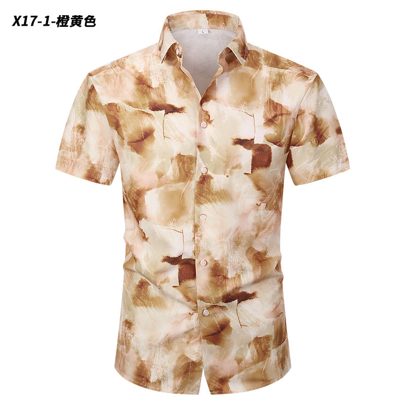 2024 New Short-sleeved Shirt High-end Sense Summer Hawaiian Shirt All-match Duffian Handsome Summer Men's Coat Shirt