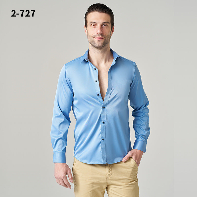 Men's Shirt 2024 New Business Casual Shirt Men's Top Long Sleeve All-match Ruffian Handsome High-end Summer Men's Wear