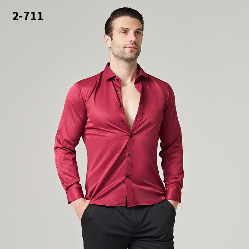 Men's Shirt 2024 New Business Casual Shirt Men's Top Long Sleeve All-match Ruffian Handsome High-end Summer Men's Wear