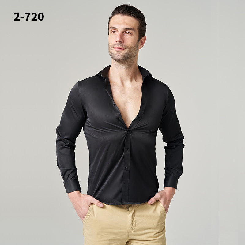 Men's Shirt 2024 New Business Casual Shirt Men's Top Long Sleeve All-match Ruffian Handsome High-end Summer Men's Wear