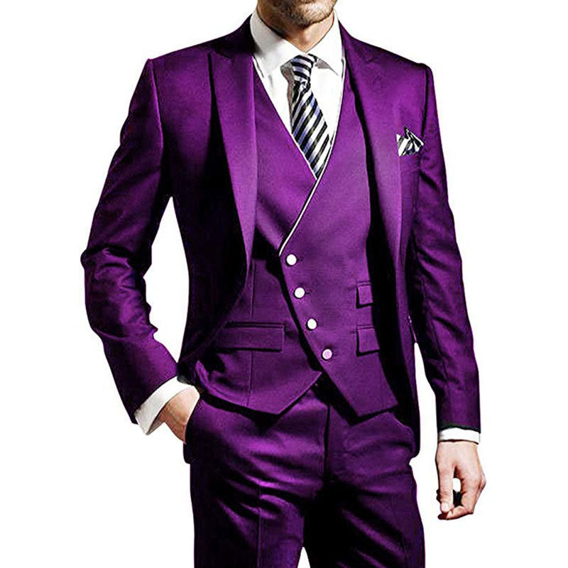 New Three-Piece Men's Suit Navy Groom Suit Jacket One Button Formal Business Suit Performance Clothes