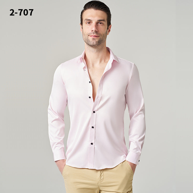 Men's Shirt 2024 New Business Casual Shirt Men's Top Long Sleeve All-match Ruffian Handsome High-end Summer Men's Wear