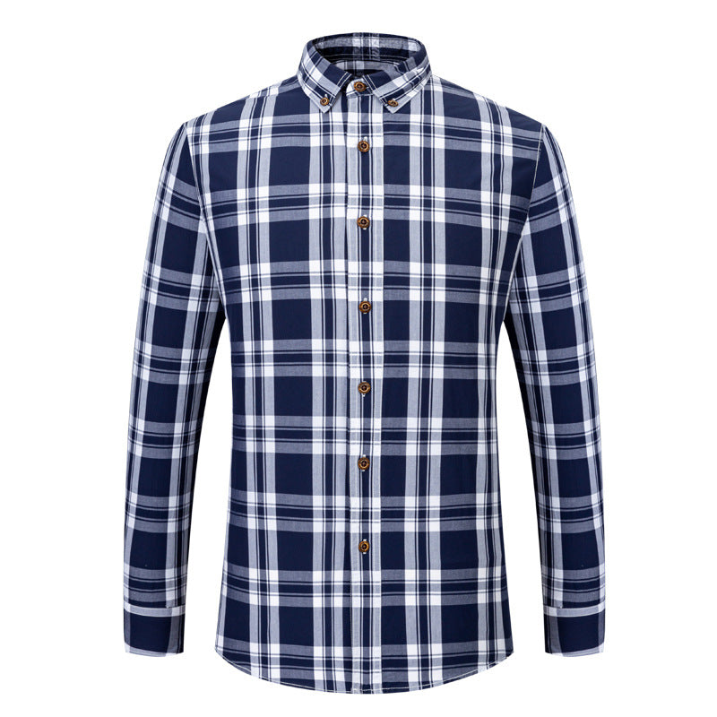 Spring And Summer Cotton Autumn New Spring Plaid Shirt Men's Striped Long Sleeve Casual Youth Men's Shirt Wholesale