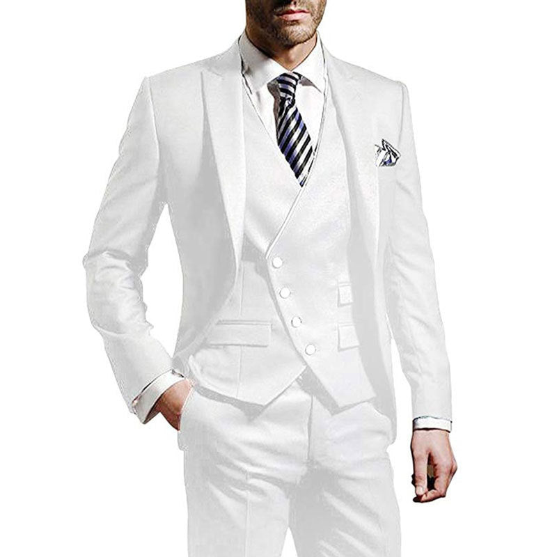 New Three-Piece Men's Suit Navy Groom Suit Jacket One Button Formal Business Suit Performance Clothes