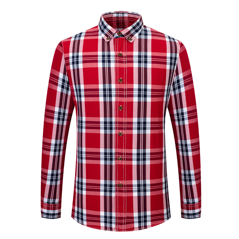 Spring And Summer Cotton Autumn New Spring Plaid Shirt Men's Striped Long Sleeve Casual Youth Men's Shirt Wholesale