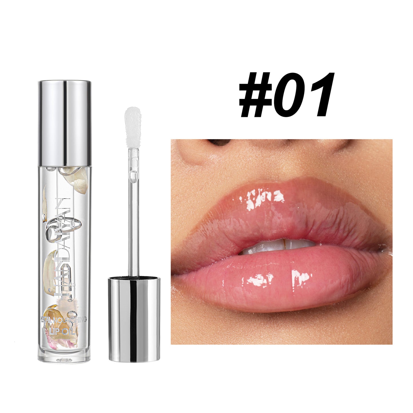 Transparent Dried Flower Lip Gloss Mirror Water Light Lasting