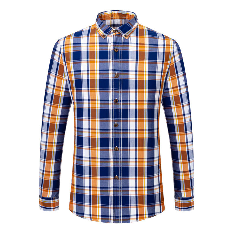 Spring And Summer Cotton Autumn New Spring Plaid Shirt Men's Striped Long Sleeve Casual Youth Men's Shirt Wholesale