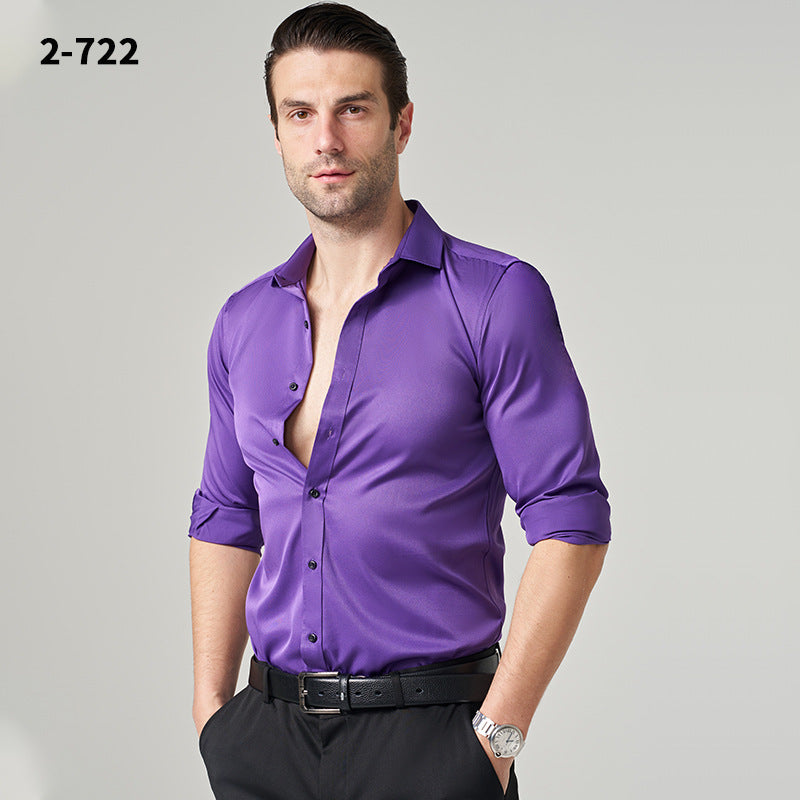 Men's Shirt 2024 New Business Casual Shirt Men's Top Long Sleeve All-match Ruffian Handsome High-end Summer Men's Wear