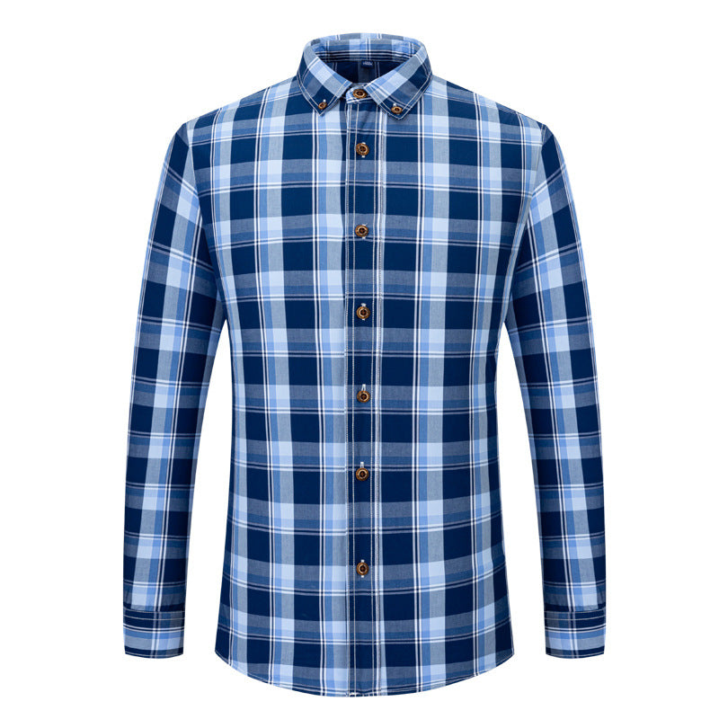 Spring And Summer Cotton Autumn New Spring Plaid Shirt Men's Striped Long Sleeve Casual Youth Men's Shirt Wholesale