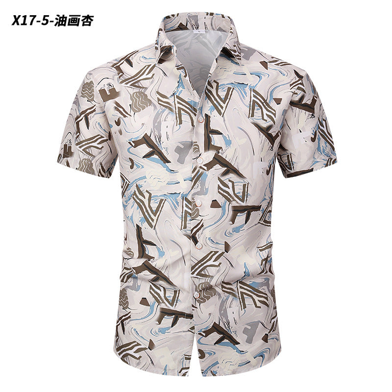 2024 New Short-sleeved Shirt High-end Sense Summer Hawaiian Shirt All-match Duffian Handsome Summer Men's Coat Shirt