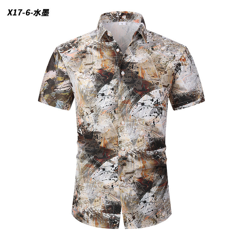 2024 New Short-sleeved Shirt High-end Sense Summer Hawaiian Shirt All-match Duffian Handsome Summer Men's Coat Shirt