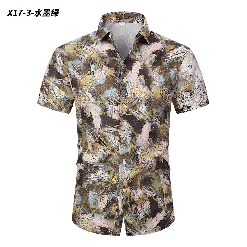 2024 New Short-sleeved Shirt High-end Sense Summer Hawaiian Shirt All-match Duffian Handsome Summer Men's Coat Shirt