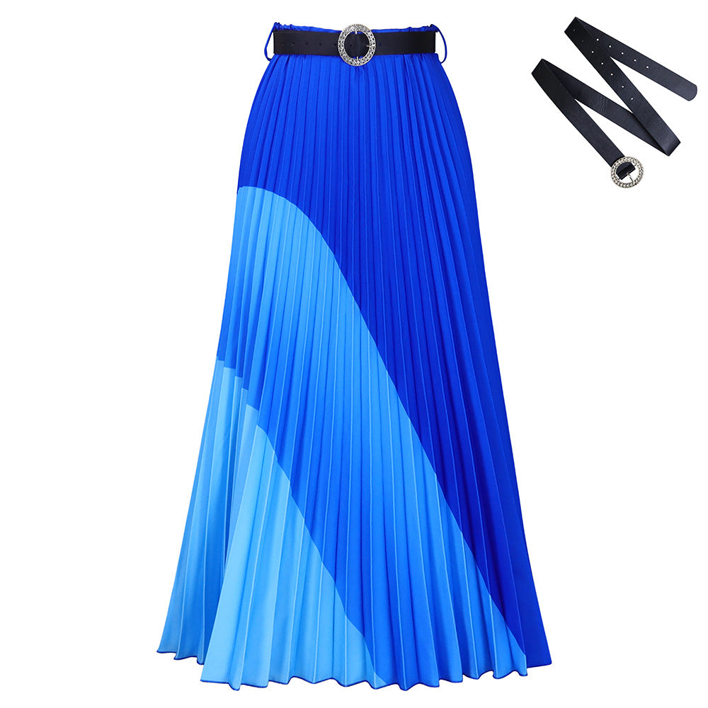 AB10ATE D436 Independent Station Plus Size Women's 2023 Autumn New Fashion Elastic Pleated Skirt Plus Size Foreign Trade A- Line Skirt