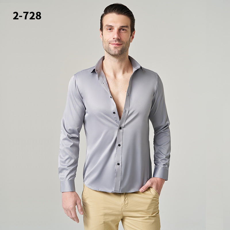 Men's Shirt 2024 New Business Casual Shirt Men's Top Long Sleeve All-match Ruffian Handsome High-end Summer Men's Wear