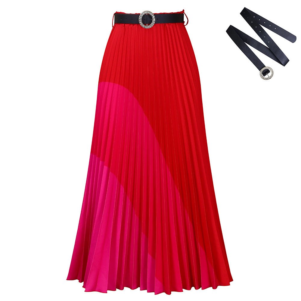 AB10ATE D436 Independent Station Plus Size Women's 2023 Autumn New Fashion Elastic Pleated Skirt Plus Size Foreign Trade A- Line Skirt