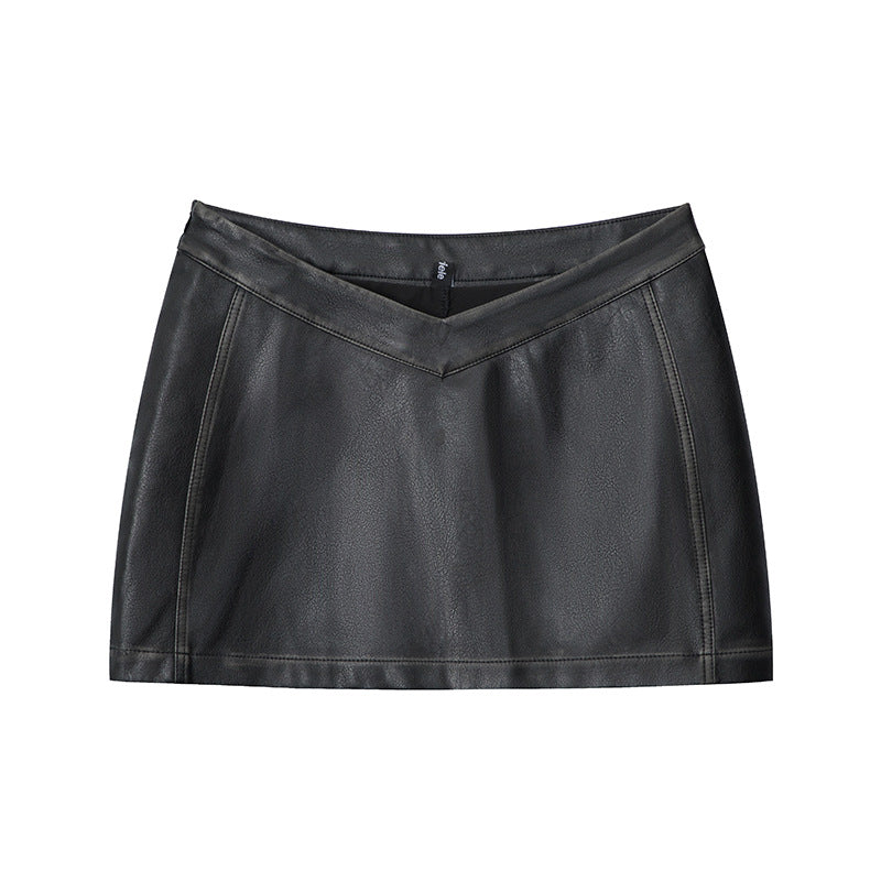 Pu Leather Skirt Women's Retro Hot Girl High Waist Slimming Hip Skirt Hot Girl New Skirt