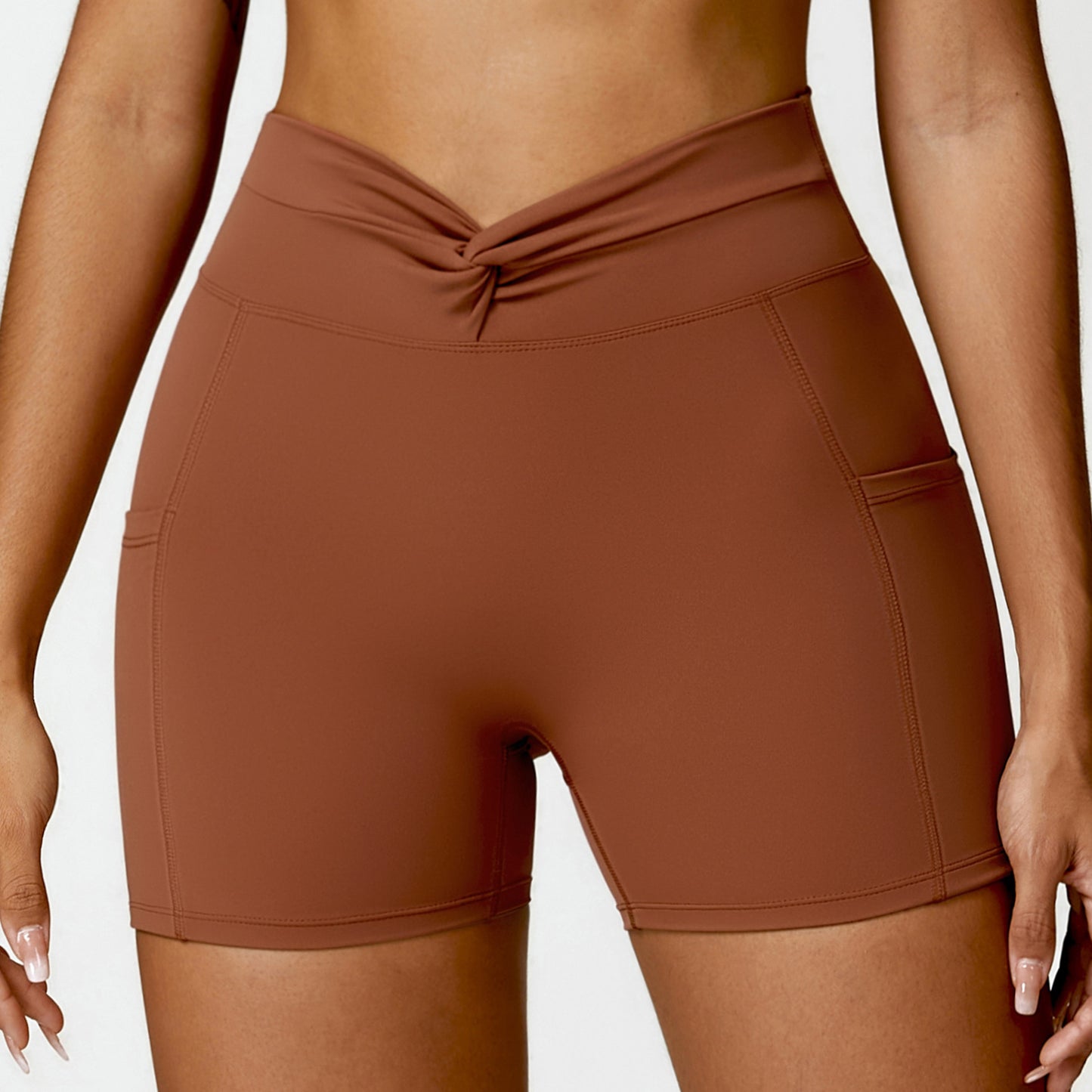 Pocket Naked Tight Yoga Shorts Casual Outer Wear Running Shorts Women's Hip Fitness Pants 8528