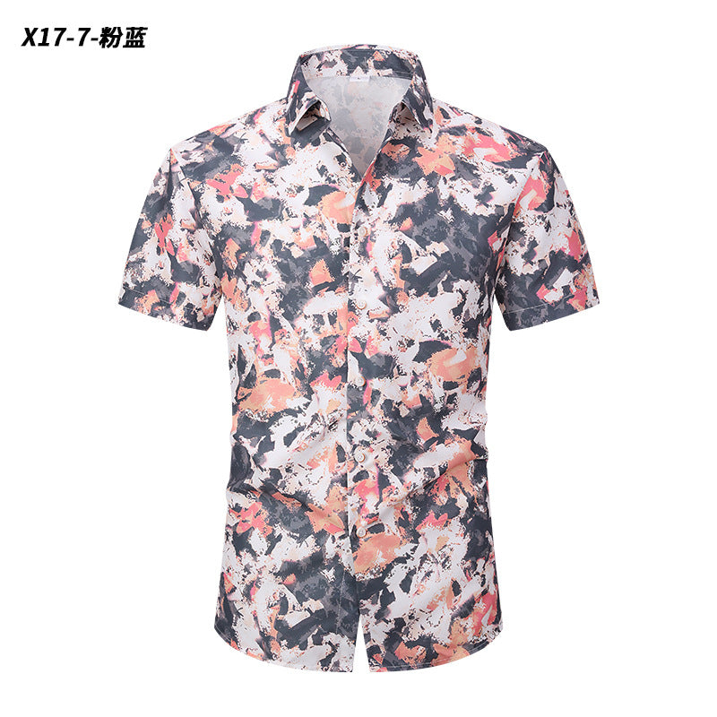 2024 New Short-sleeved Shirt High-end Sense Summer Hawaiian Shirt All-match Duffian Handsome Summer Men's Coat Shirt