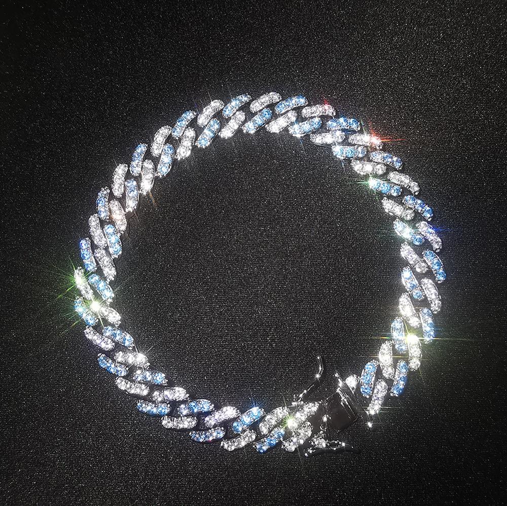 Pink/White/Blue AAA+ Cubic Zirconia Ice Out Cuban Curb Miami Chain