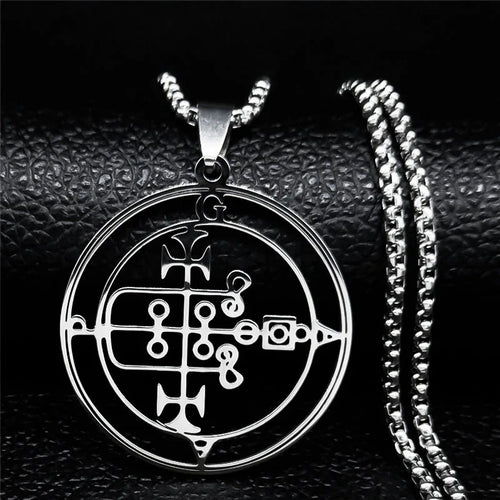 Stainless Steel Demon Seal Necklace Men/Women Silver Color Satan