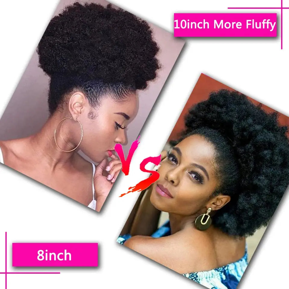 Syntehtic 10Inch Big Afro Puff Drawstring Ponytail Extensions for