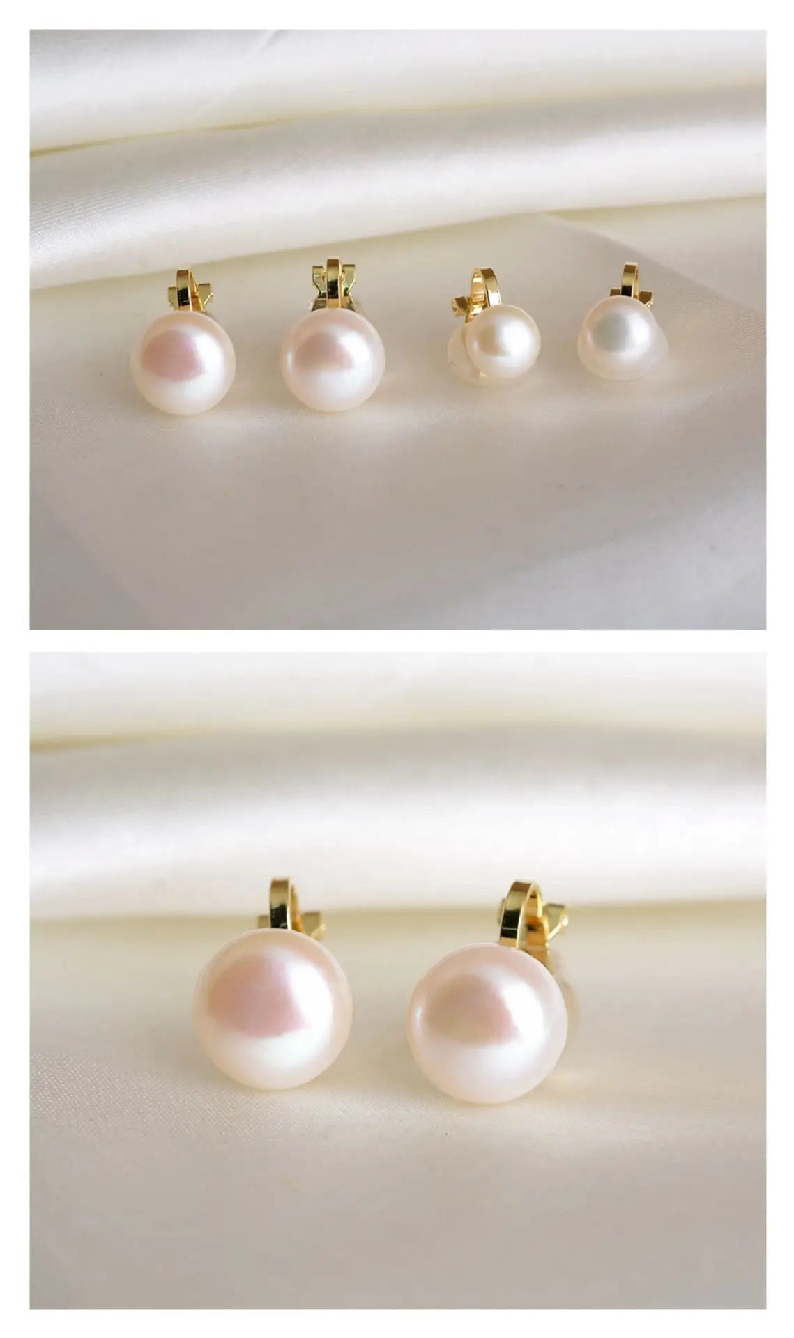 GRACE JUN Top Quality Freshwater Pearls Silver Plated Clip on Earrings