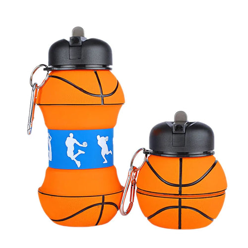 Folding Football Water Bottle, Silicone Sports Water Cup, Outdoor