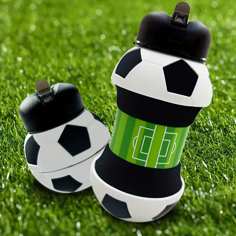 Folding Football Water Bottle, Silicone Sports Water Cup, Outdoor