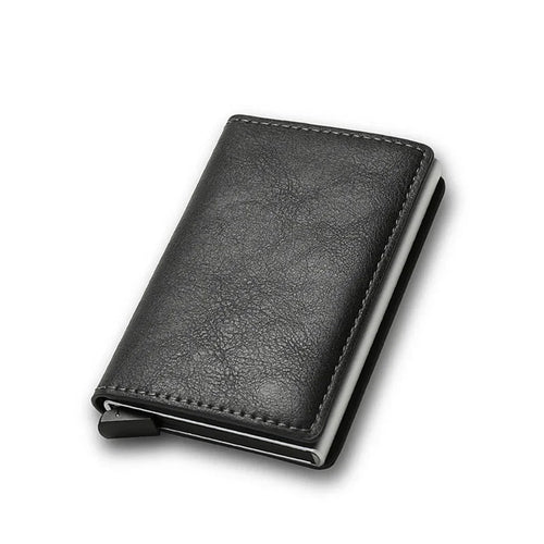 Carbon Fiber Card Holder Men Wallets Rfid Black Leather Minimalist