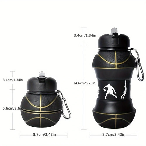 Folding Football Water Bottle, Silicone Sports Water Cup, Outdoor