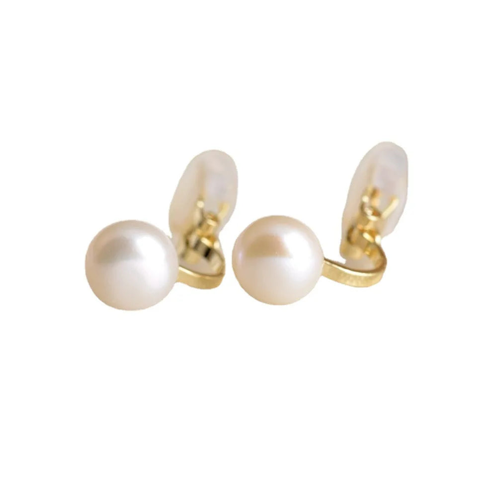 GRACE JUN Top Quality Freshwater Pearls Silver Plated Clip on Earrings