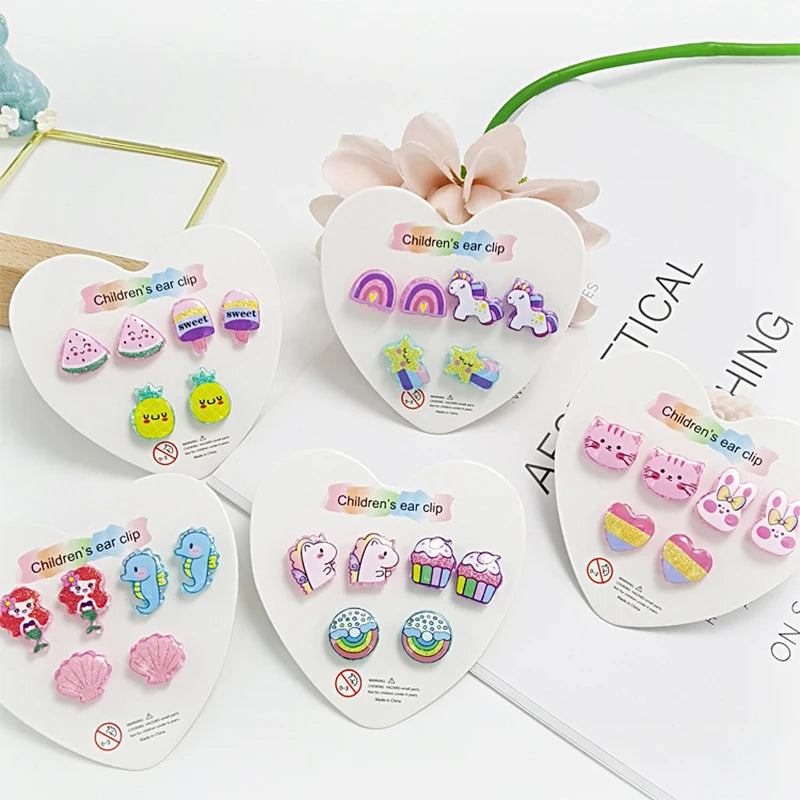 Strong Magnetic Children Clip on Earrings for Girls Non Piercing