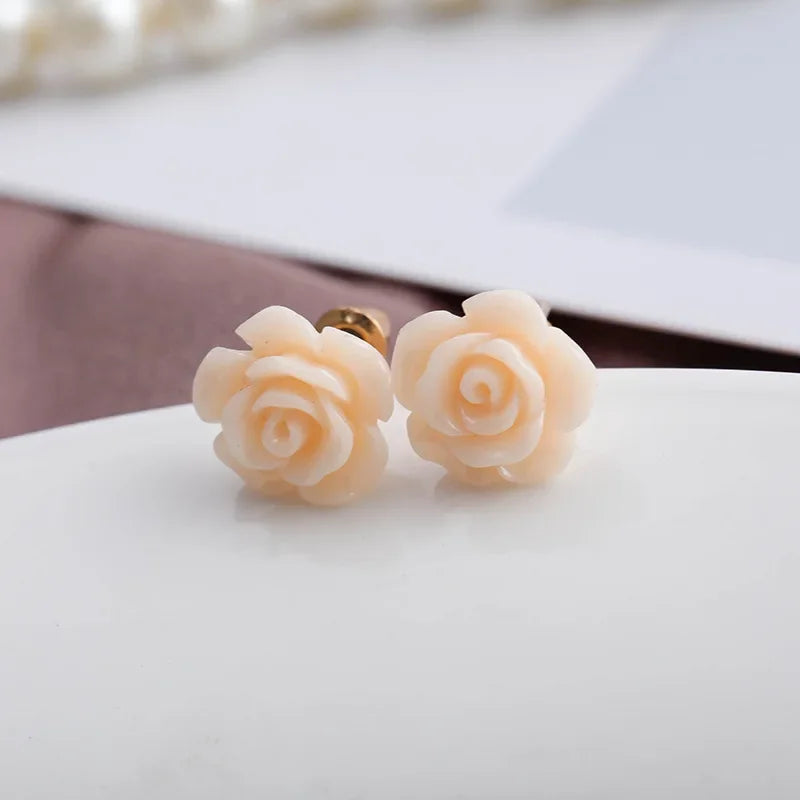 Wholesale 9 Pairs/Set Crystal Rhinestone Rose Flower Stud Earrings For