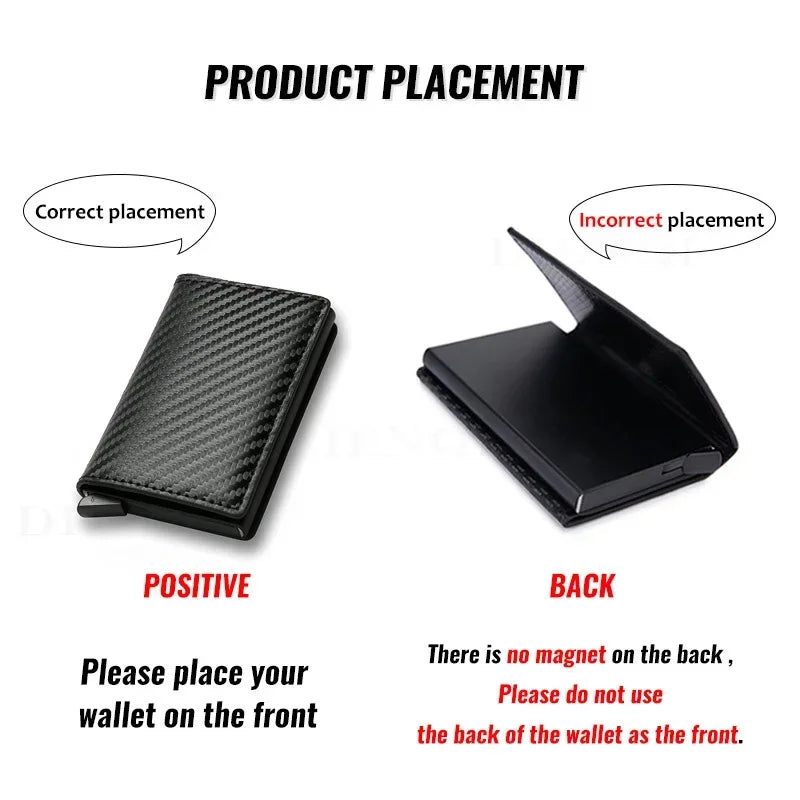 Carbon Fiber Card Holder Men Wallets Rfid Black Leather Minimalist