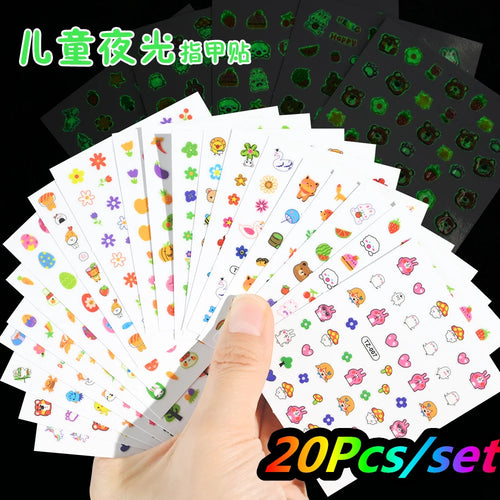 5*24Pcs=120Pcs Christmas Children Cartoon Nail Tips Colorful Cute Girl